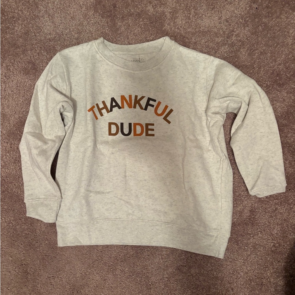 Wink Light Gray Thankful Dude Kids Sweatshirt